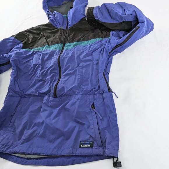VTG L.L. Bean Pullover Blue Purple Black Anorak Unisex Jacket Outdoor Gorp - Picture 2 of 10